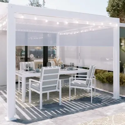 Zidna bioklimatska pergola Agadir 3x3 m u pocinčanom čeliku – Tamno siva - Detalj 6