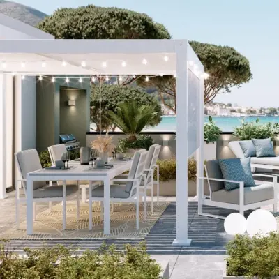 Zidna bioklimatska pergola Agadir 3x3 m u pocinčanom čeliku – Tamno siva - Detalj 8