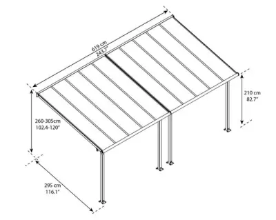Bioklimatska pergola Victoria 3,5x4 m s dvostranim pokrovom – Siva - Detalj 3