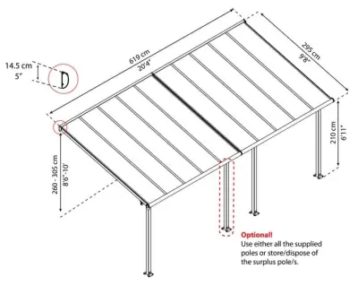 Bioklimatska pergola Victoria 3,5x4 m s dvostranim pokrovom – Siva - Detalj 4