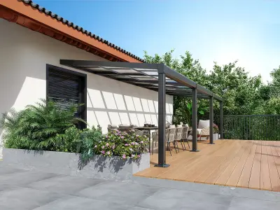 Bioklimatska pergola Com Led “Windsor” Em aluminijska 3 X 4 – Sivi