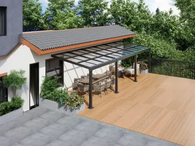 Bioklimatska aluminijska pergola Windsor 3x4 m s LED rasvjetom – Siva - Detalj 6