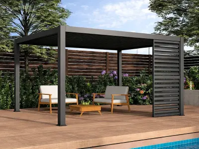 Bioklimatska pergola Com Led “Windsor” Em aluminijska 3 X 4 – Taupe