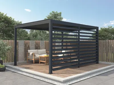 Bioklimatska aluminijska pergola Windsor 3x4 m s LED rasvjetom – Taupe - Detalj 7