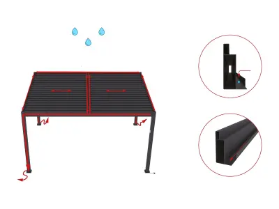 Bioklimatska pergola Inclinada Com Led “Windsor” – 3 X 4 M – Antracit