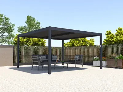 Nagnuta bioklimatska pergola Windsor 3x4 m s LED rasvjetom – Antracit - Detalj 2