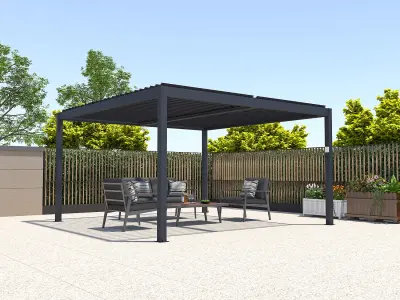 Nagnuta bioklimatska pergola Windsor 3x4 m s LED rasvjetom – Antracit - Detalj 7