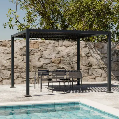 3x3m Bioklimatska pergola Palace s podesivim lamelama, Antracit (292x292x231 cm) - Detalj 2