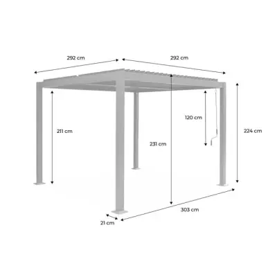Samostojeća bioklimatska pergola Amalfi 12 m² – Tamna prirodna boja drva - Detalj 4