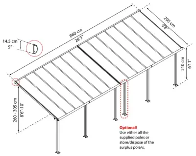 Samostojeća bioklimatska pergola Amalfi 15 m² s pomičnim lamelama – Antracit - Detalj 3