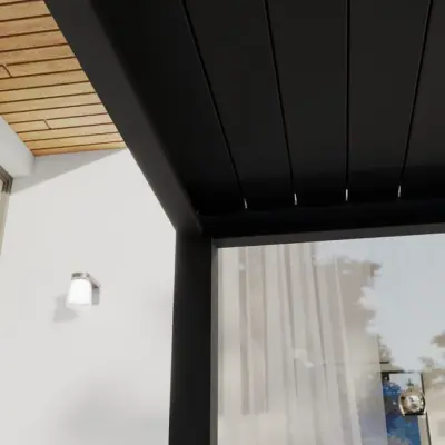 Samostojeća bioklimatska pergola Amalfi 15 m² s pomičnim lamelama – Bijela - Detalj 6