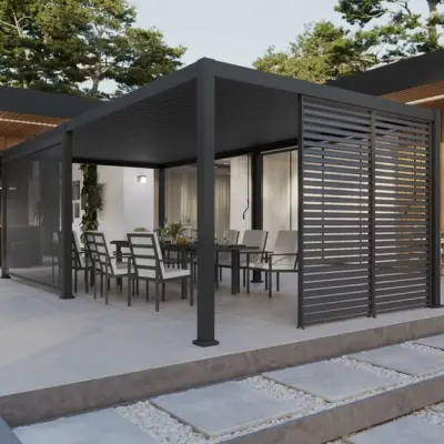 Samostojeća bioklimatska pergola Amalfi 15 m² s pomičnim lamelama – Bijela - Detalj 7
