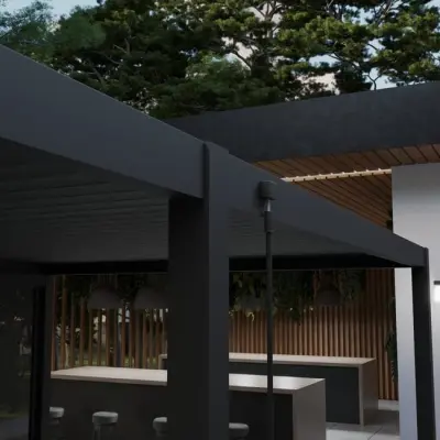Samostojeća bioklimatska pergola Amalfi 15 m² s pomičnim lamelama – Bijela - Detalj 8
