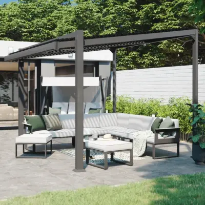 Samostojeća bioklimatska pergola Amalfi 15 m² – Tamna prirodna boja drva - Detalj 6