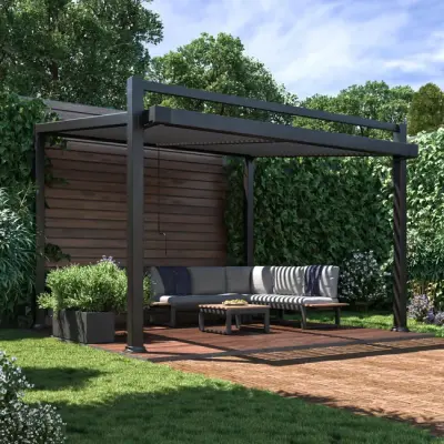 Samostojeća bioklimatska pergola Amalfi 15 m² – Tamna prirodna boja drva - Detalj 8