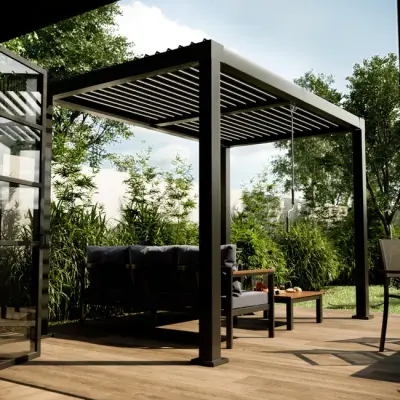 Samostojeća bioklimatska pergola Amalfi 9 m² s pomičnim lamelama – Antracit - Detalj 3