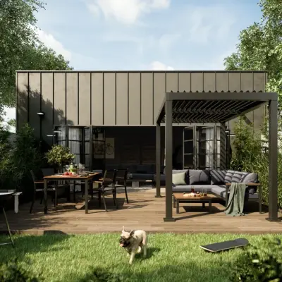 Samostojeća bioklimatska pergola Amalfi 9 m² s pomičnim lamelama – Antracit - Detalj 8