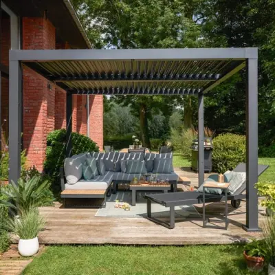 Bioklimatska pergola samostojeća Elétrica Em aluminijska Com s rotirajućim lamelama 12 M² Antracit – Amadora