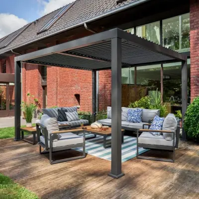 Električna motorizirana bioklimatska pergola Amadora 12 m² s lamelama – Antracit - Detalj 9
