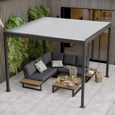Bioklimatska pergola Elétrica samostojeća Antracit Em aluminijska Com s rotirajućim lamelama E Claustra 2,78 M, 12 M² – Amadora