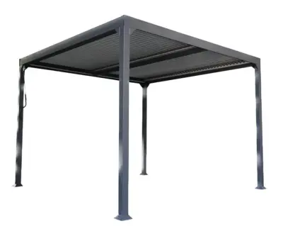 Električna bioklimatska pergola Amadora 12 m² s lamelama i bočnim panelom 2,78 m – Antracit - Detalj 2
