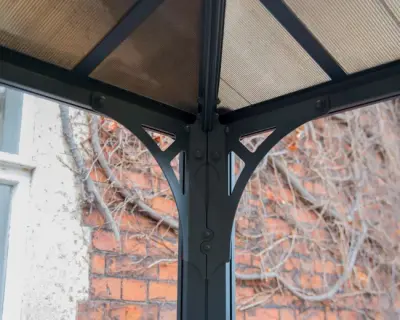 Električna bioklimatska pergola Amadora 12 m² s lamelama i bočnim panelom 3,68 m – Antracit - Detalj 9