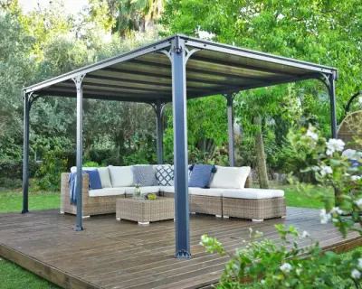 Električna bioklimatska pergola Amadora 12 m² s lamelama i rolo zastorom 2,78 m – Antracit - Detalj 6
