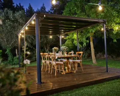 Električna bioklimatska pergola Amadora 12 m² s lamelama i rolo zastorom 2,78 m – Antracit - Detalj 10