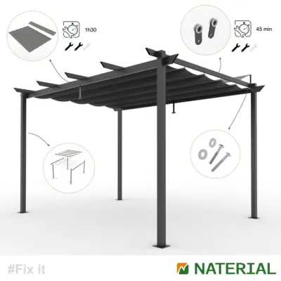 Fiksna aluminijska pergola Naterial Manea Premium 350x260 cm – Tamno siva - Detalj 5