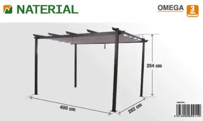 Fiksna aluminijska pergola Naterial Manea Premium 350x260 cm – Tamno siva - Detalj 6