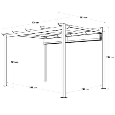 Fiksna aluminijska pergola Naterial Manea Premium 350x260 cm – Tamno siva - Detalj 7