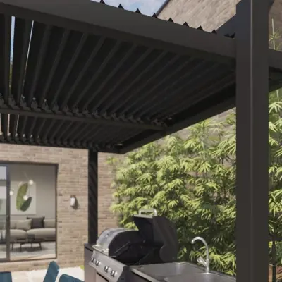Aluminijska pergola Naterial Odyssea 3,6x3,2 m s efektom drva - Detalj 2