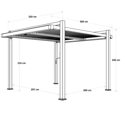 Aluminijska pergola Naterial Odyssea 3,8x3,19 m s efektom drva - Detalj 6