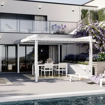 Aluminijska pergola Naterial Odyssea 3,8x3,19 m s efektom drva - Detalj 9