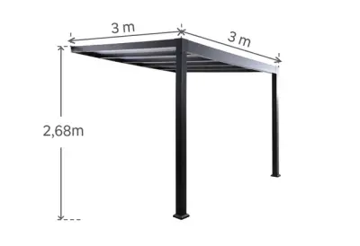 Zidna pergola Izeda 12 m² s kliznim krovom – Antracit - Detalj 2