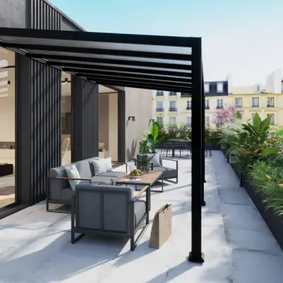 Zidna pergola Izeda 12 m² s kliznim krovom – Antracit - Detalj 4