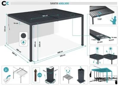 Drvena pergola Ancolie 3 (300x300x247 cm) - Detalj 6