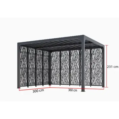Metalna fiksna pergola Naterial Yena 350x400x270 cm – Tamno siva - Detalj 4