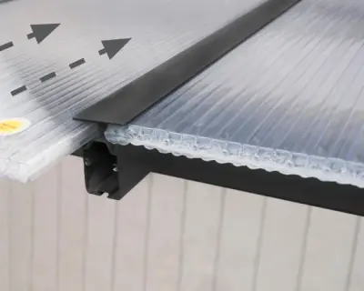 Zidna aluminijska pergola Naterial Borea 3x4,19 m – Siva - Detalj 2