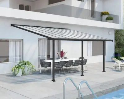 Vodonepropusna zidna aluminijska pergola Santa 395x300x223 cm s lamelama 110° – Antracit - Detalj 5