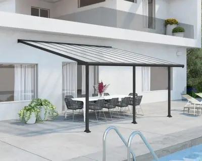 Vodonepropusna zidna aluminijska pergola Santa 395x300x223 cm s lamelama 110° – Antracit - Detalj 6