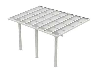 Zidna nadstrešnica za automobil Pazera 15,13 m² u aluminiju i polikarbonatu – Bijela - Detalj 7
