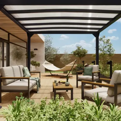 Bioklimatska pergola Naxos 4x3 m u aluminiju – Antracit siva - Detalj 4