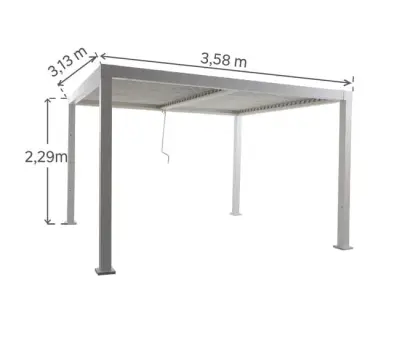 Zidna bioklimatska pergola Agadir 3x3 m u pocinčanom čeliku – Tamno siva - Detalj 3