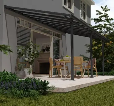 Bioklimatska pergola Victoria 3,5x4 m s dvostranim pokrovom – Siva - Detalj 2