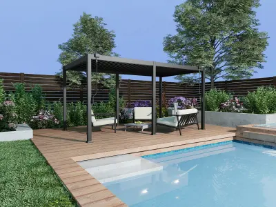 Masivna pergola od tikovine Tulum 9 m² - Detalj 7