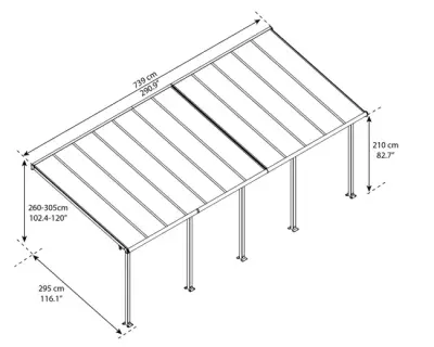Samostojeća bioklimatska pergola Amalfi 12 m² s pomičnim lamelama – Taupe sivo-smeđa - Detalj 6