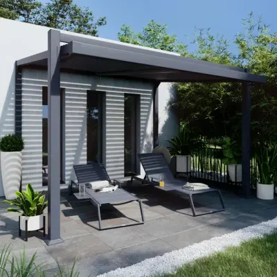 Samostojeća bioklimatska pergola Amalfi 15 m² – Tamna prirodna boja drva - Detalj 3