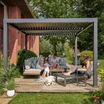Električna motorizirana bioklimatska pergola Amadora 12 m² s lamelama – Antracit - Detalj 6
