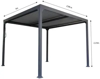 Električna bioklimatska pergola Amadora 12 m² s lamelama i bočnim panelom 2,78 m – Antracit - Detalj 4